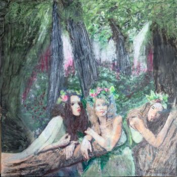 Painting titled "Forest Visions" by Mindy Tillery, Original Artwork, Encaustic Mounted on Wood Panel