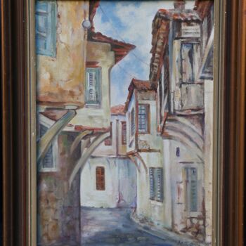 Painting titled "Street in Turkey" by Minella Tanellari, Original Artwork, Oil