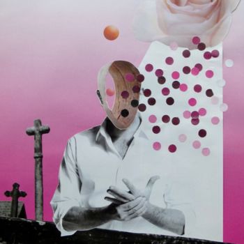 Collagen mit dem Titel "Portrait 2" von Richard Minguell, Original-Kunstwerk, Scherenschnitt