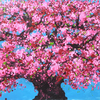 Pittura intitolato "SAKURA - Cherry blo…" da Minh Phuong Hoang Thi, Opera d'arte originale, Acrilico