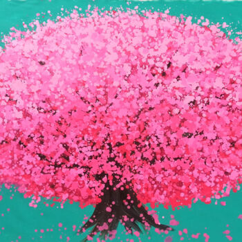 Painting titled "cherry blossoms blo…" by Minh Phuong Hoang Thi, Original Artwork, Acrylic