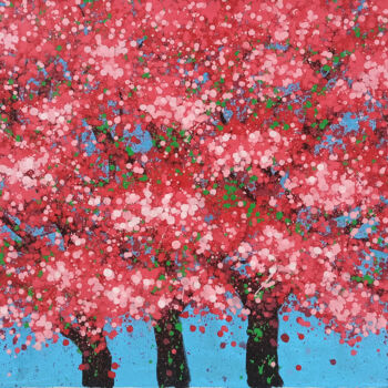 Malerei mit dem Titel "Japan spring" von Minh Phuong Hoang Thi, Original-Kunstwerk, Acryl