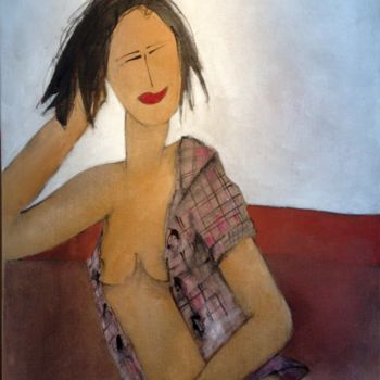 Painting titled "Femme au comptoir" by Minhtran, Original Artwork, Oil