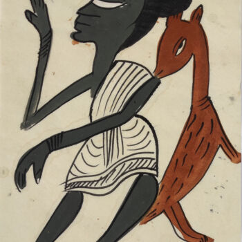 Ζωγραφική με τίτλο "santhal  Pattachitr…" από Minmoy Das, Αυθεντικά έργα τέχνης, Ακουαρέλα