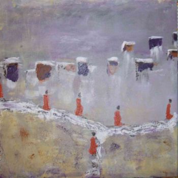 Painting titled "procession" by Monique Savy, Original Artwork