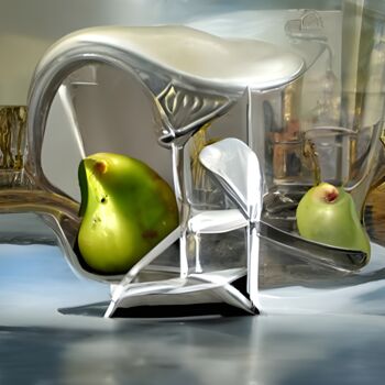 Arts numériques intitulée "Poire sur le verre" par Miodrag Dz, Œuvre d'art originale, Peinture numérique