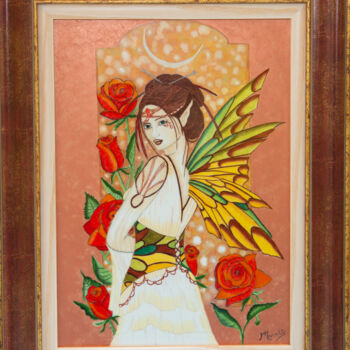 Ζωγραφική με τίτλο "Gypsy" από Monette O'Neill, Αυθεντικά έργα τέχνης, Χρωστικές ουσίες Τοποθετήθηκε στο Ξύλινο πάνελ