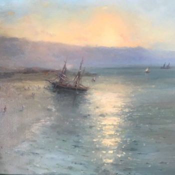 Painting titled "Sundown" by Miqayel Darbinyan, Original Artwork, Oil