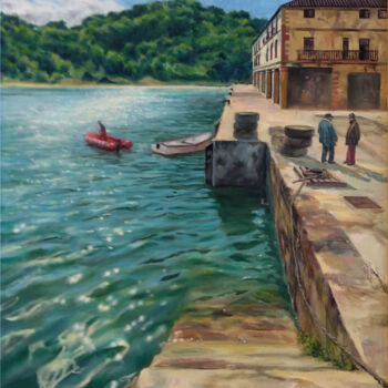Peinture intitulée "Port basque - peint…" par Miquel Cazaña, Œuvre d'art originale, Huile