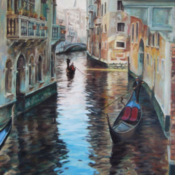 Painting titled "Venise" by Miquel Cazaña, Original Artwork, Oil