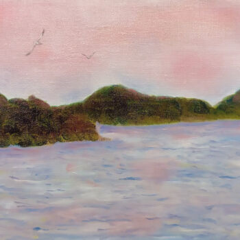 Schilderij getiteld "Presqu’île dans le…" door Mira, Origineel Kunstwerk, Olie