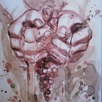Malerei mit dem Titel "Hands" von Mira Kovacevic (Wine Artist), Original-Kunstwerk, Aquarell