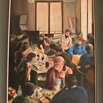 Peinture intitulée "Au Café" par Jean-François Lerooy, Œuvre d'art originale, Huile