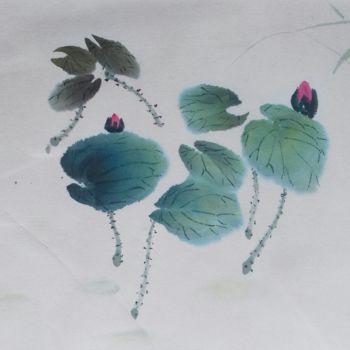 Painting titled "Dancing Lotus" by Miraï, Original Artwork, Watercolor