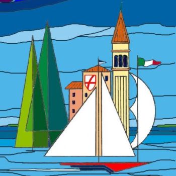 「ROVIGNO D'ISTRIA」というタイトルの描画 Miraldo Sponza Gambelによって, オリジナルのアートワーク