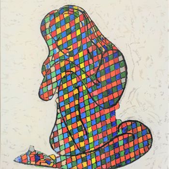 Peinture intitulée "L'arlequine.jpg" par Bernard Miranne, Œuvre d'art originale, Acrylique