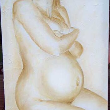 Painting titled "Douce maternité" by Céline Mirassou, Original Artwork