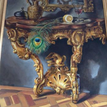 Painting titled "Baroque still life 1" by Mircea Barloiu, Original Artwork, Oil