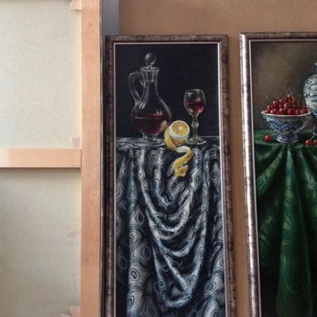 Pittura intitolato "Still life with lem…" da Mircea Barloiu, Opera d'arte originale, Olio