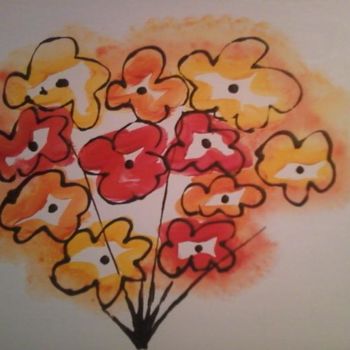 Painting titled "Bunch of flowers" by Mirco Deflorin, Original Artwork, Acrylic
