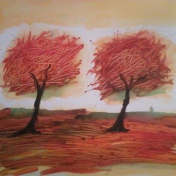Peinture intitulée "Autumn Trees" par Mirco Deflorin, Œuvre d'art originale, Acrylique