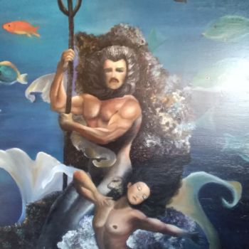 Malarstwo zatytułowany „Neptune” autorstwa Mireille Bernard, Oryginalna praca, Olej