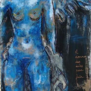 Painting titled "Ange au féminin(wom…" by Mireille Gratier De Saint Louis, Original Artwork, Oil