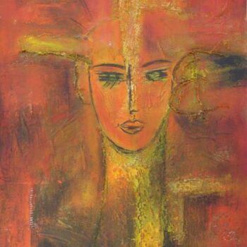 Peinture intitulée "Reine rouge" par Mireille Gratier De Saint Louis, Œuvre d'art originale, Huile