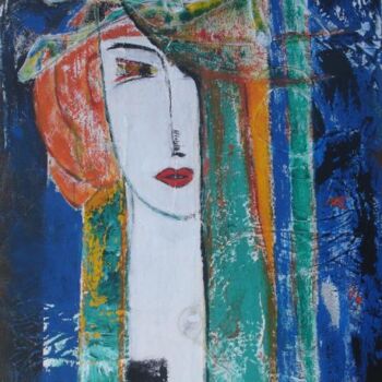 Painting titled "Portrait de femme" by Mireille Gratier De Saint Louis, Original Artwork, Oil