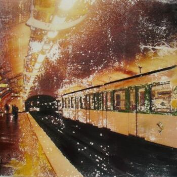 Peinture intitulée "Le métro à Paris" par Mireille Gratier De Saint Louis, Œuvre d'art originale