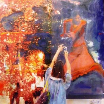Schilderij getiteld "Flamenco" door Mireille Gratier De Saint Louis, Origineel Kunstwerk