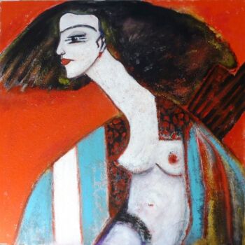 Schilderij getiteld "hommage-a-klimt" door Mireille Gratier De Saint Louis, Origineel Kunstwerk, Olie