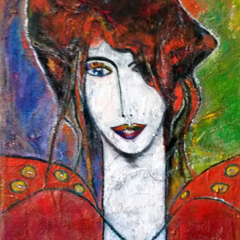 Картина под названием "Femme romantique" - Mireille Gratier De Saint Louis, Подлинное произведение искусства