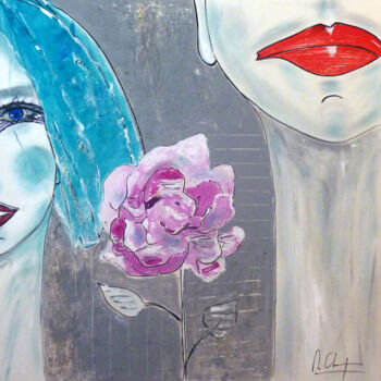 Peinture intitulée "La rose" par Mireille Gratier De Saint Louis, Œuvre d'art originale, Acrylique