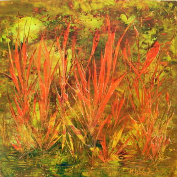 Peinture intitulée "" Buissons Ardents "" par Mireille Renée Leblanc, Œuvre d'art originale, Acrylique