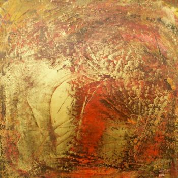 Pintura intitulada "" Série rouge et or…" por Mireille Renée Leblanc, Obras de arte originais, Acrílico