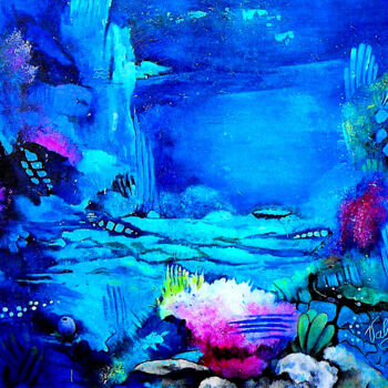 Peinture intitulée "Profondeurs océannes" par Mireille Taupin (Valy), Œuvre d'art originale, Acrylique Monté sur Châssis en…