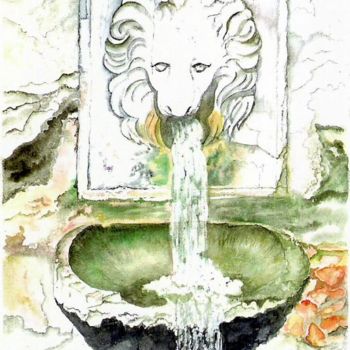 Картина под названием "Fontaine" - Mireille Cauchi-Boulmet, Подлинное произведение искусства