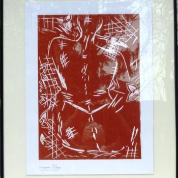 Gravures & estampes intitulée "Femme, graines et f…" par Mireille Gratier De Saint Louis, Œuvre d'art originale, Gravure