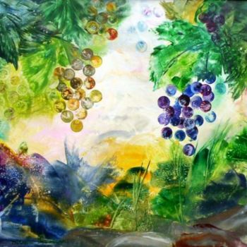 Painting titled "RAISINS SAUVAGES" by Mireille Herrmann, Original Artwork