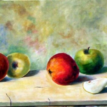 Painting titled "POMMES" by Mireille Herrmann, Original Artwork