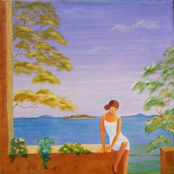 Pintura intitulada "ILES LOINTAINES  LA…" por Mireille Herrmann, Obras de arte originais