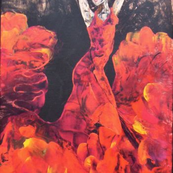 Pintura intitulada "FLAMENCO" por Mireille Herrmann, Obras de arte originais