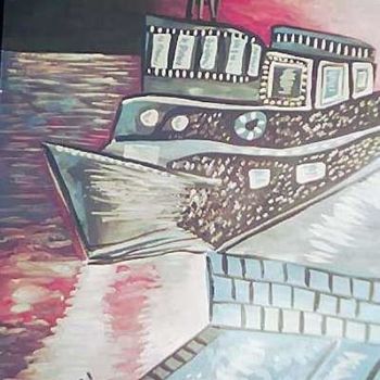 Pintura titulada "boat" por Mirek Sledz, Obra de arte original, Oleo
