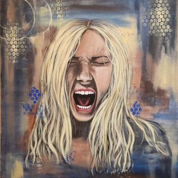 Peinture intitulée "Blonde scream" par Mirela Leu, Œuvre d'art originale, Acrylique