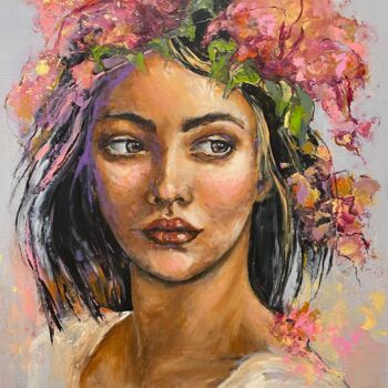 Pintura intitulada "Flowers on my head" por Miri Baruch, Obras de arte originais, Acrílico