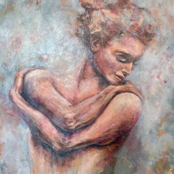 Painting titled "Self Embrace" by Miri Baruch, Original Artwork, Acrylic