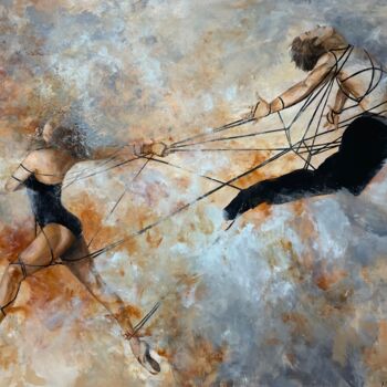 Painting titled "Dancing with a rope" by Miri Baruch, Original Artwork, Acrylic