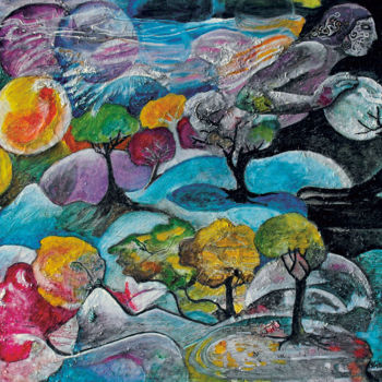 Pittura intitolato "Angelo dei colori" da Miria Mesiano, Opera d'arte originale, Olio
