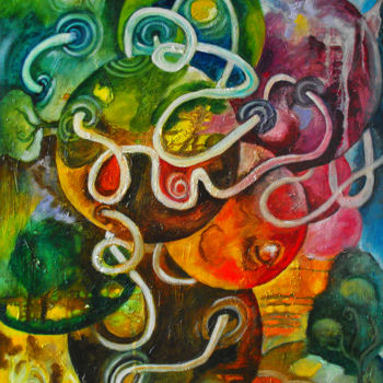 Painting titled "Mondo Interiore" by Miria Mesiano, Original Artwork, Oil